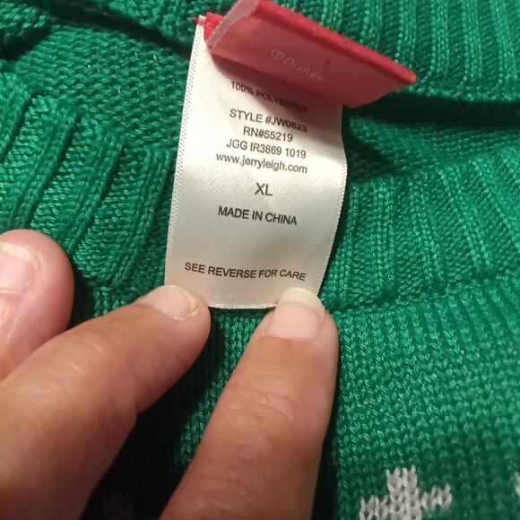 Disney Mickey Mouse Santa Sweater Top Christmas Holiday Green Red White Size XL - Picture 2 of 7